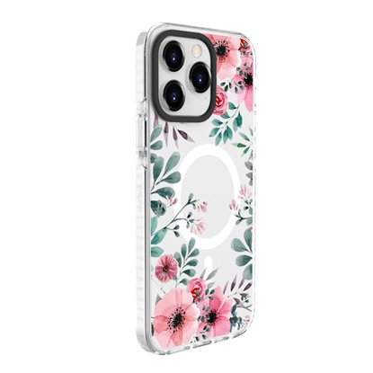 Изображение Evelatus Apple iPhone 15 Pro Max PC+TPU With MagSafe Customized Print Flower Transparent