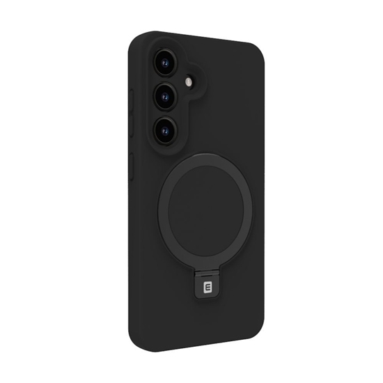 Изображение Evelatus Samsung Galaxy S25 Premium Magnētiskais ar Statīvu Mīkstā Taustes Silikona Vāks Melns