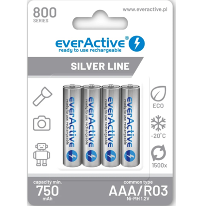 Attēls no Everactive rechargeable HR03 750mAh Always ready Blistera iepakojumā 4gb.