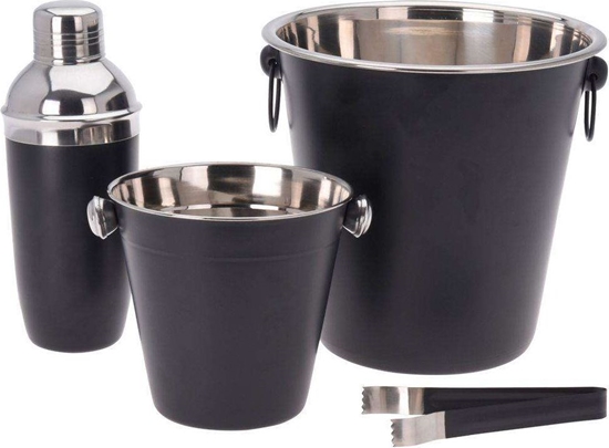 Изображение Excellent Houseware Zestaw BAROWY barmaski 2x wiaderko do lodu shaker szczypce