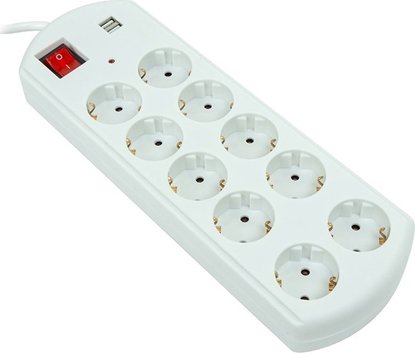 Attēls no EXD Buitinis ilgiklis 5m, 10 lizd, 2x USB, su jungikliu