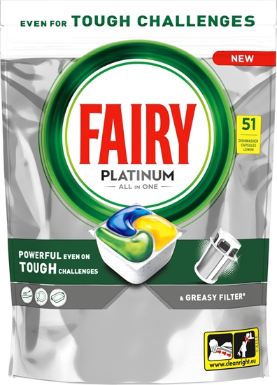 Picture of Fairy Fairy Platinum All in One Lemon  Kapsuki do zmywarki  51 sztuk