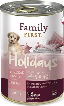 Picture of Family First Puszka dla psa, DZICZYZNA/WOOWINA/MARCHEW, junior, duoproteina, 400 g