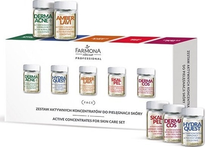 Picture of Farmona Farmona Zestaw aktywnych koncentratów do pielgnacji skóry (DERMAACNE+ x 2, HYDRA QUEST x 2, AMBER LAVI x 2, SKALPEL x 2, DERMACOS x 2)  10 x 5ml
