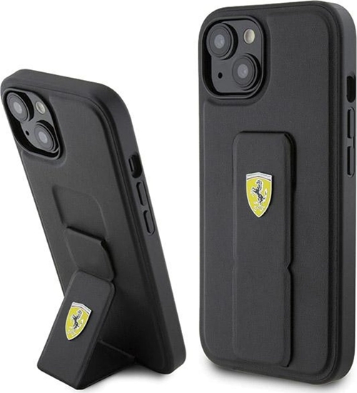 Picture of Ferrari Ferrari FEHCP15SGSPSIK iPhone 15 / 14 / 13 6.1" czarny/black hardcase Grip Stand Metal Logo