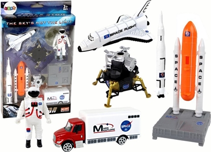 Attēls no Figurka LeanToys Zestaw Figurek Kosmos Statek Kosmiczny 8 Elementów