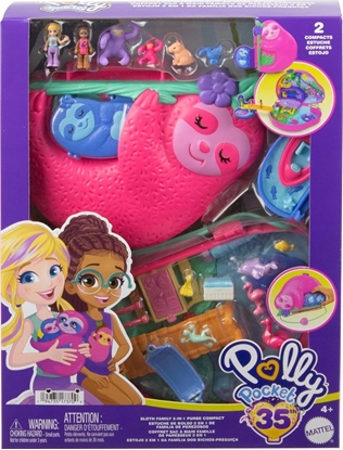 Attēls no Figurka Mattel Polly Pocket Kompaktowa Torebka Rodzina Leniwców Zestaw (HRD40)