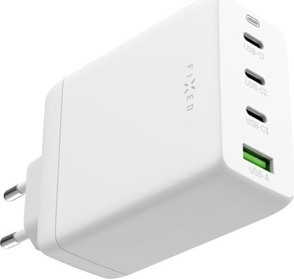 Attēls no adowarka Fixed adowarka sieciowa GaN Travel Charger - 3xUSB-C; 1xUSB-A 100W biaa