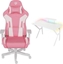 Picture of Fotel Genesis Nitro 710 róowo-biay (NFG-1929) + Biurko Holm 320 RGB Biae 120cm x 60cm