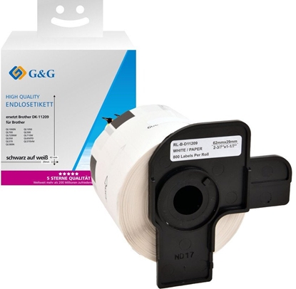 Picture of G&G Etiketten 29mm x 62mm sw-ws Komp. m. Brother DK-11209