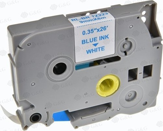 Picture of G&G G&G kompatybilny tama do drukarek etykiet, dla Brother, TZE-223, niebieski druk/biay podkad, laminowane, 8m, 9mm