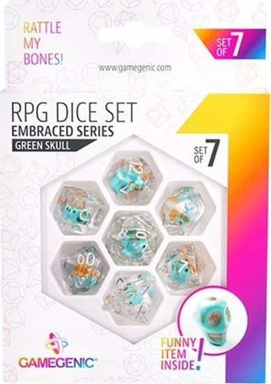 Picture of Gamegenic Gamegenic: Embraced Series - RPG Dice Set - Green Skull