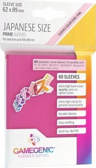 Picture of Gamegenic Gamegenic: Japanese Size Prime Sleeves (62x89 mm) 60 sztuk, Pink