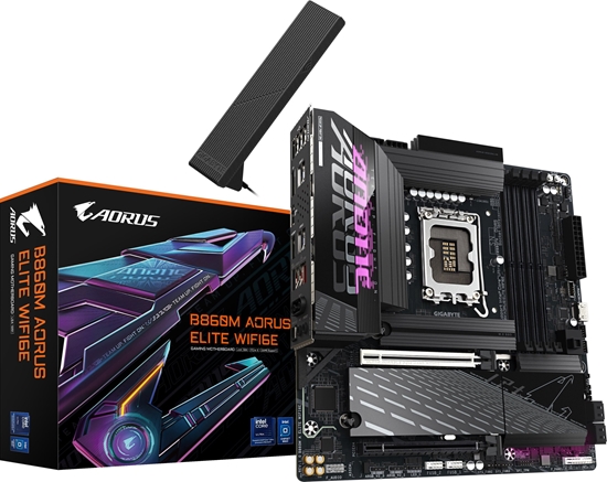 Picture of Pyta gówna Gigabyte B860M Aorus Elite WiFi6E Mainboard, Gniazdo LGA 1851, Intel B860, mATX, DDR5