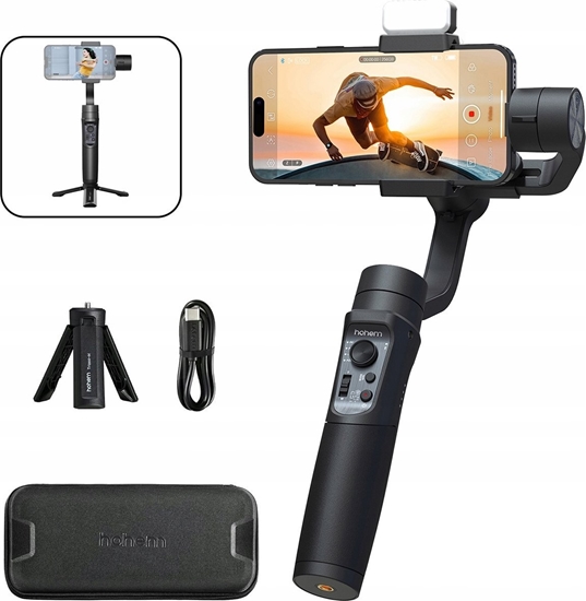 Изображение Gimbal Hohem Gimbal 3-os. Stabilizator Do Telefonu / Smartfona + Lampa Led / Hohem Isteady Mobile+ Kit 2024