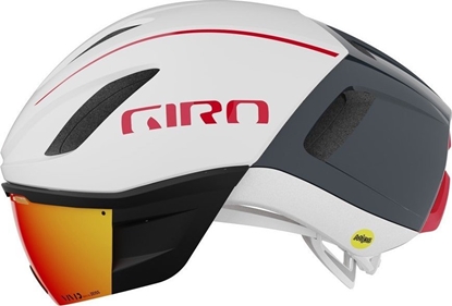 Attēls no Giro Kask czasowy GIRO VANQUISH MIPS Rozmiar kasku: S(51-55 cm), Wybierz kolor: Matte White Portaro Grey Red