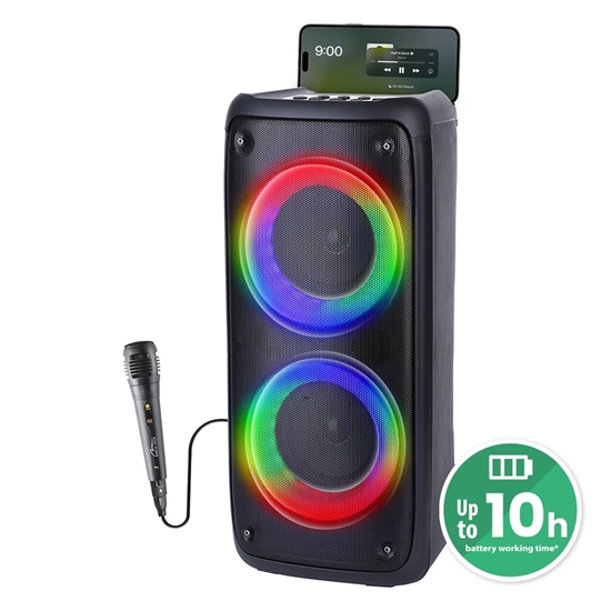 Picture of Głośnik FUNBOX BT MT3181 Bluetooth 5.0/TWS/MP3/MicroSD/USB/AUX/Equalizer/Jack 6.3/RGB/USB-C/ RMS 40W/PMPO 1000W