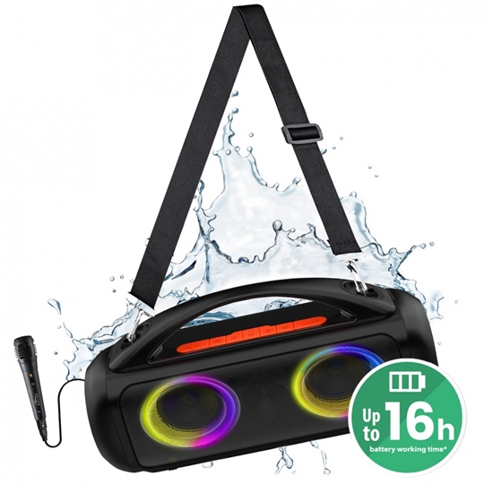 Изображение Głośnik POWER AUDIO PRO MT3184 Karaoke/Bluetooth 5.3/TWS/MP3/MicroSD/USB/Jack 6.3/AUX/Equalizer/USB-C/IPX5/RGB/16h/RMS 60W/PMPO 1200W