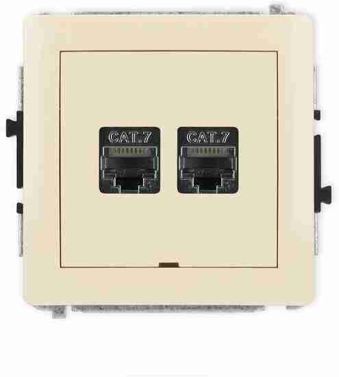 Picture of Gniazdo komputerowe Karlik Deco 1DGKBO-10 podwójne 2xRJ45, kategoria 7, ekranowane, omiostykowy, bez pola opisowego beowe