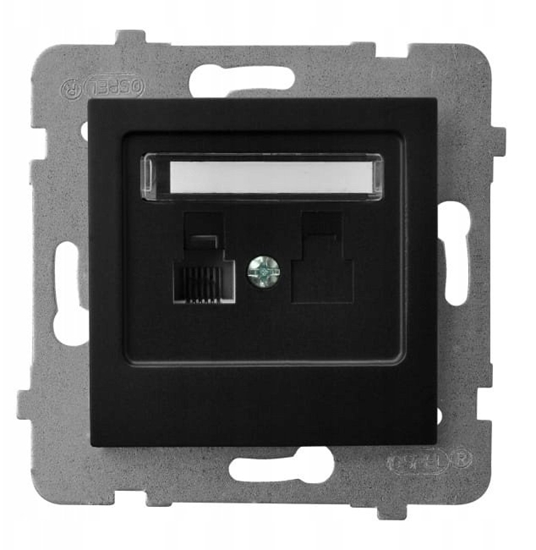 Picture of Gniazdo komputerowe Ospel As GPK-1G/K/m/33 pojedyncze, kat. 5e MMC czarny metalik