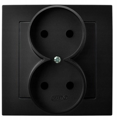 Picture of Gniazdo podwójne Ospel As GP-2G/33 kompletne z ramk czarny metalik