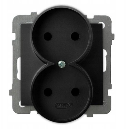 Attēls no Gniazdo podwójne Ospel As GP-2GR/m/33 modu bez ramki czarny metalik