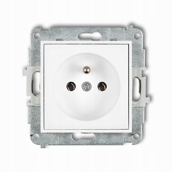 Picture of Gniazdo pojedyncze z uziemieniem Karlik Icon IGP-1z 2P+Z bez przeson torów prdowych biae