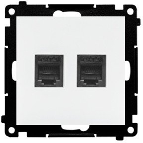 Picture of Gniazdo telefoniczne RJ12 Kontakt-Simon 55 TF2.01/111 podwójne modu biay mat