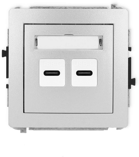 Picture of Gniazdo USB Karlik Deco 7DGUSB-8 podwójne C-C srebrny metalik