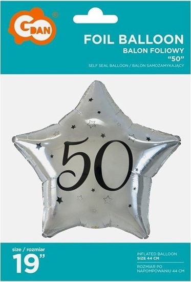 Изображение GoDan Balon foliowy 50-tka gwiazda srebrna