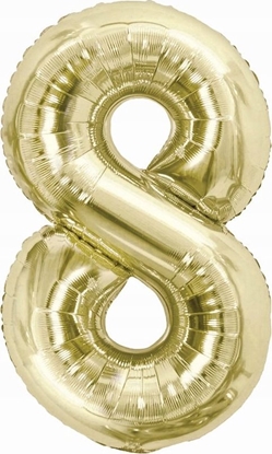 Изображение GoDan Balon foliowy B&C cyfra 8 szampaska 85 cm AA