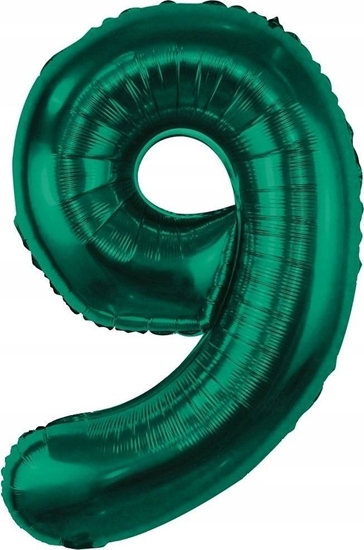 Изображение GoDan Balon foliowy B&C cyfra 9 ziele butelkowa 85cm