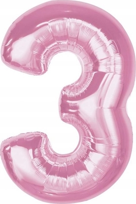 Изображение GoDan Balon foliowy cyfra 3 jasnoróowa Smart 92cm