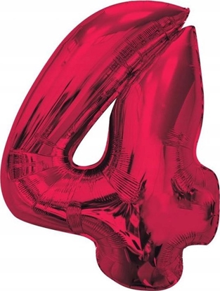 Изображение GoDan Balon foliowy cyfra 4 czerwona Smart 92cm