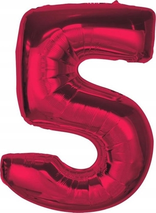 Изображение GoDan Balon foliowy cyfra 5 czerwona Smart 92cm