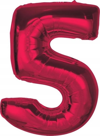 Изображение GoDan Balon foliowy cyfra 5 czerwona Smart 92cm
