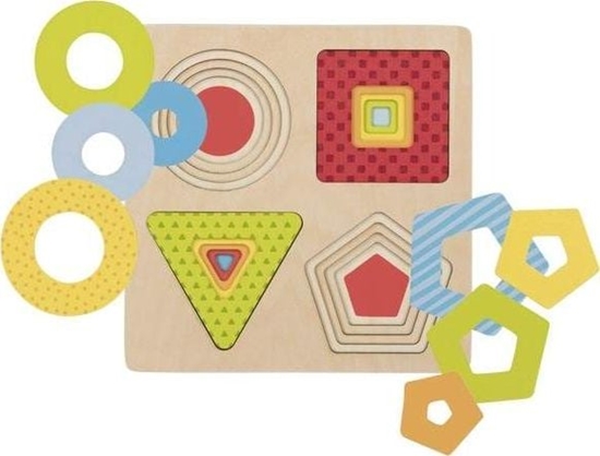 Picture of Goki Drewniane Puzzle geometryczne geometria ksztatów - dla dzieci, pomoce montessori uniw