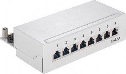 Изображение Goobay CAT 6a panel krosowy mini/biurkowy, 8 portów - Wersja kolorystyczna Szary