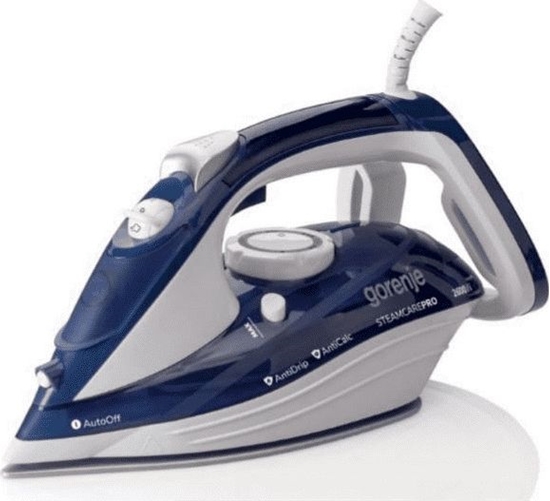 Изображение Gorenje | Steam Iron | SIH2600BLC | Steam Iron | 2600 W | Water tank capacity 350 ml | Continuous steam 30 g/min | Steam boost performance 95 g/min | Blue/White