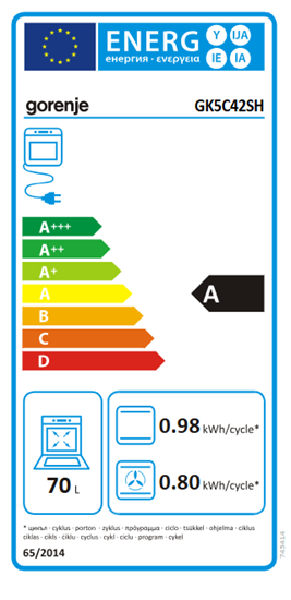 Picture of Gorenje Cooker | GK5C42SH | Hob type Gas | Oven type Electric | Grey | Width 50 cm | Depth 59.4 cm | 70 L