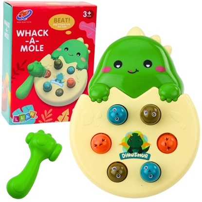 Attēls no Gra Zrecznociowa Mini Whack A Mole Dinozaur W Jajku Zielony LEAN Toys