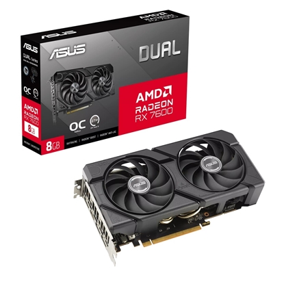 Picture of Graphics Card|ASUS|AMD Radeon RX 7600|8 GB|GDDR6|128 bit|PCIE 4.0 8x|Two and Half Slot Fansink|1xHDMI|3xDisplayPort|DUAL-RX7600-O8G-EVO