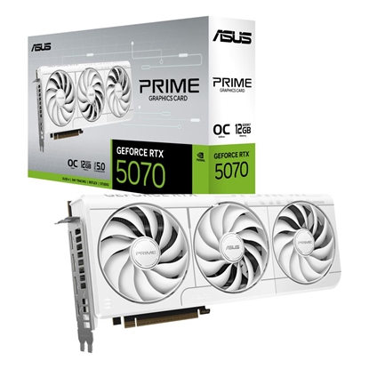 Attēls no Graphics Card|ASUS|NVIDIA GeForce RTX 5070|12 GB|GDDR7|192 bit|Triple slot Fansink|1xHDMI|3xDisplayPort|PRIME-RTX5070-O12G-WHITE