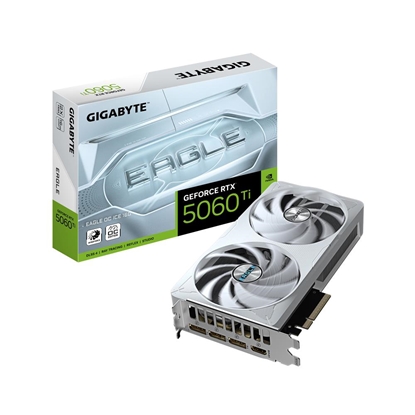Attēls no Graphics Card|GIGABYTE|NVIDIA GeForce RTX 5060 Ti|16 GB|GDDR7|128 bit|PCIE 5.0 16x|GPU 2617 MHz|Dual Slot Fansink|1xHDMI|3xDisplayPort|N506TEAGLEOCICE-16GD1.0