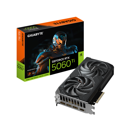 Picture of Graphics Card|GIGABYTE|NVIDIA GeForce RTX 5060 Ti|8 GB|GDDR7|128 bit|PCIE 5.0 16x|GPU 2587 MHz|Dual Slot Fansink|1xHDMI|3xDisplayPort|GV-N506TWF2OC-8GD