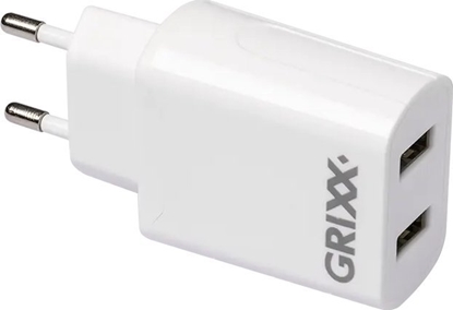 Attēls no 10x1 Grixx Power Adapter 220V Dual USB A White