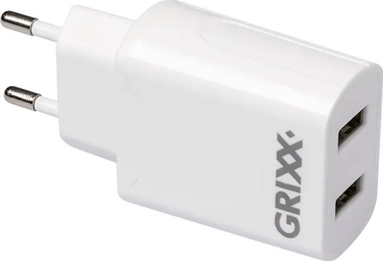 Picture of 10x1 Grixx Power Adapter 220V Dual USB A White