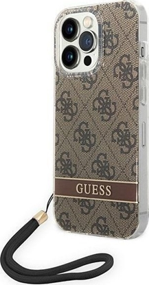Attēls no Guess Etui Guess do iPhone 14 Pro 6,1" brzowy/brown hardcase 4G Print Strap