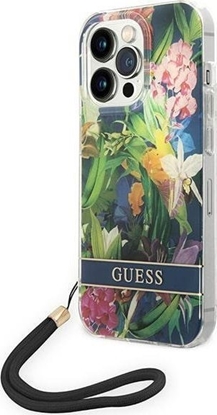 Attēls no Guess Etui Guess do iPhone 14 Pro 6,1" niebieski/blue hardcase Flower Strap