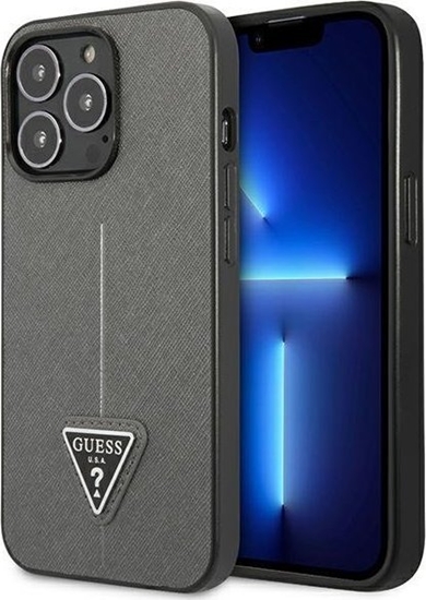 Picture of Guess Etui do iPhone 14 Pro 6,1" srebrny/silver hardcase SaffianoTriangle Logo